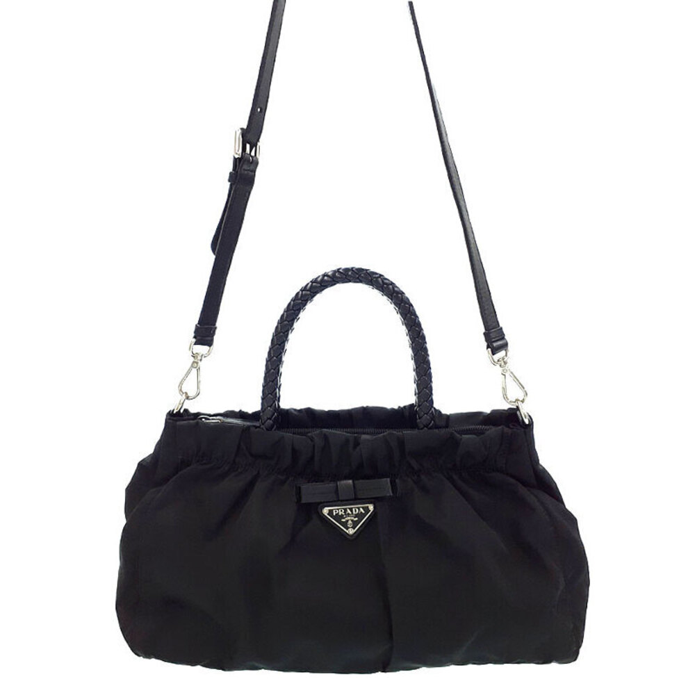 Prada Ribbon Bow Tessuto Fiocco 2way Handbag Black